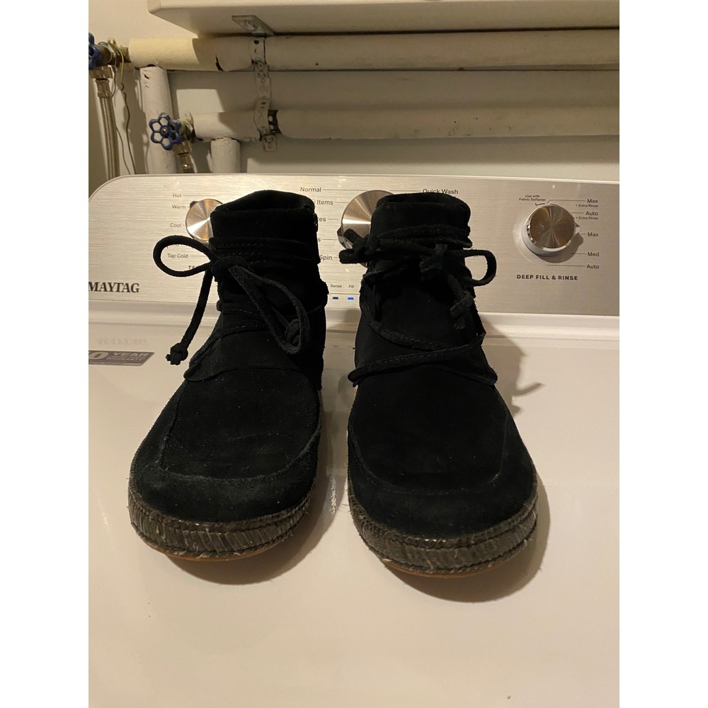 UGG Australia Women Black Suede Moccasin‎ Ankle Boots Side Zip 1019179 Size 8